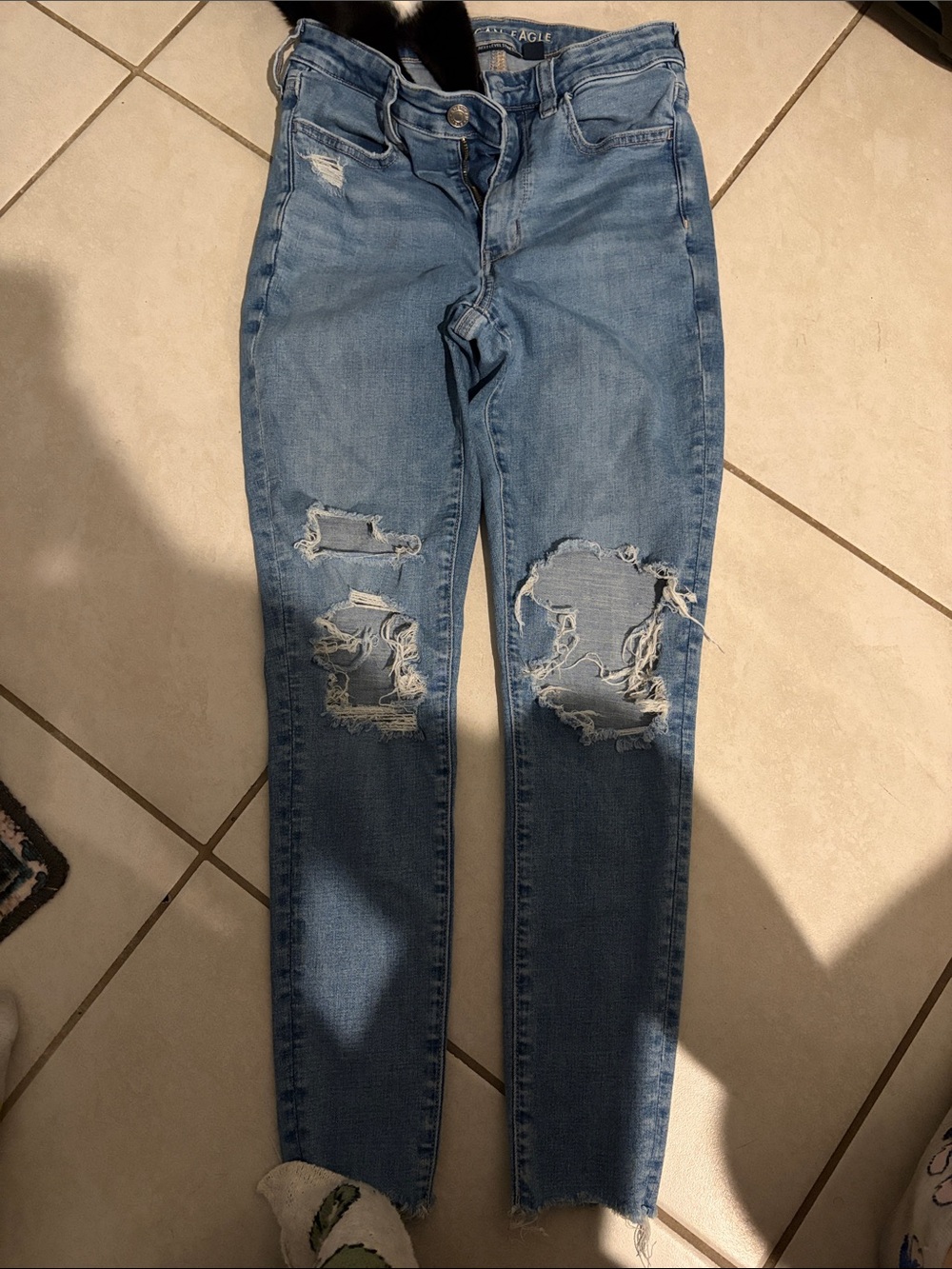 American Eagle Outfitters Light Blue Ripped Skinny Jeans
